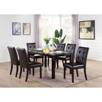 Simple Relax Set di 2 sedie da pranzo imbottite Leroux con bottoni trapuntati, marrone scuro